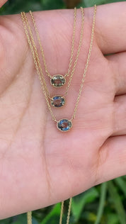 Dahlia Oval Sapphire Solitaire Necklace
