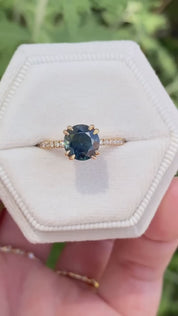Sabrina Ring, 1.89ct Blue Green Montana Sapphire