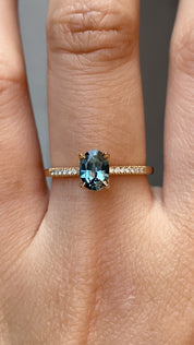 【一点物】マリアリング ・0.82ct・加熱モンタナ産ブルーサファイア・K14YG