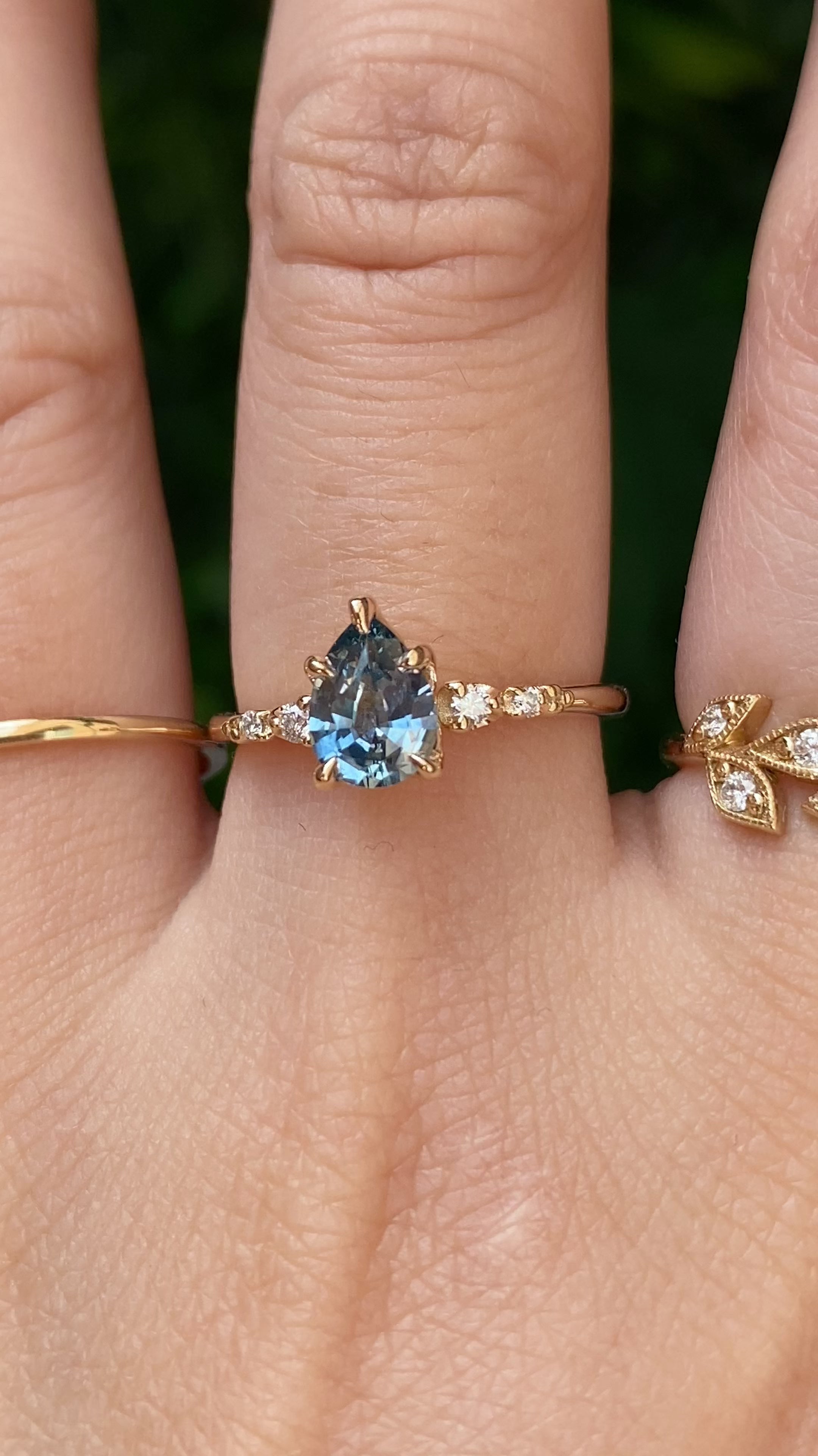Estel Fleur Ring, 0.93ct Blue Montana Sapphire