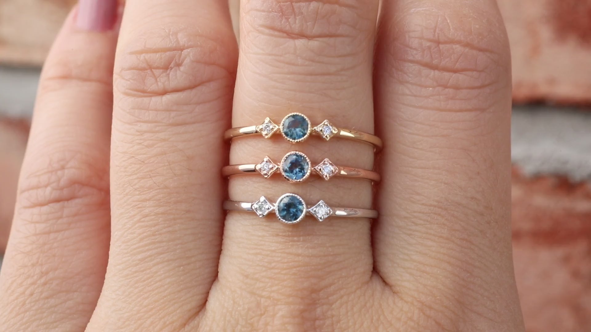 Moon & Star Ring, 0.15ct Montana Sapphire