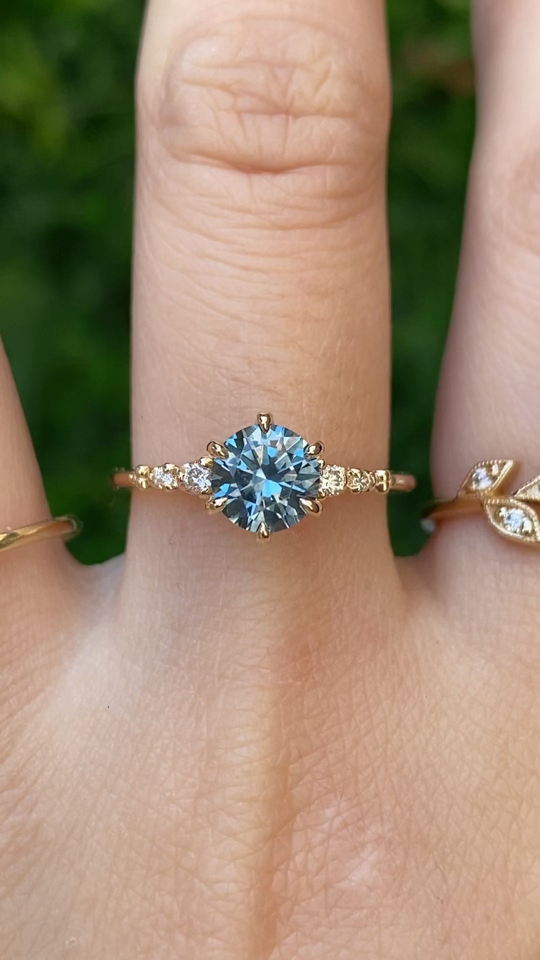 Estel Fleur Ring, 1.26ct Light Blue Montana Sapphire