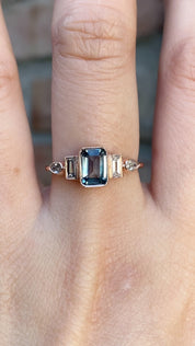 Edith Ring, 0.96ct Blue Green Montana Sapphire