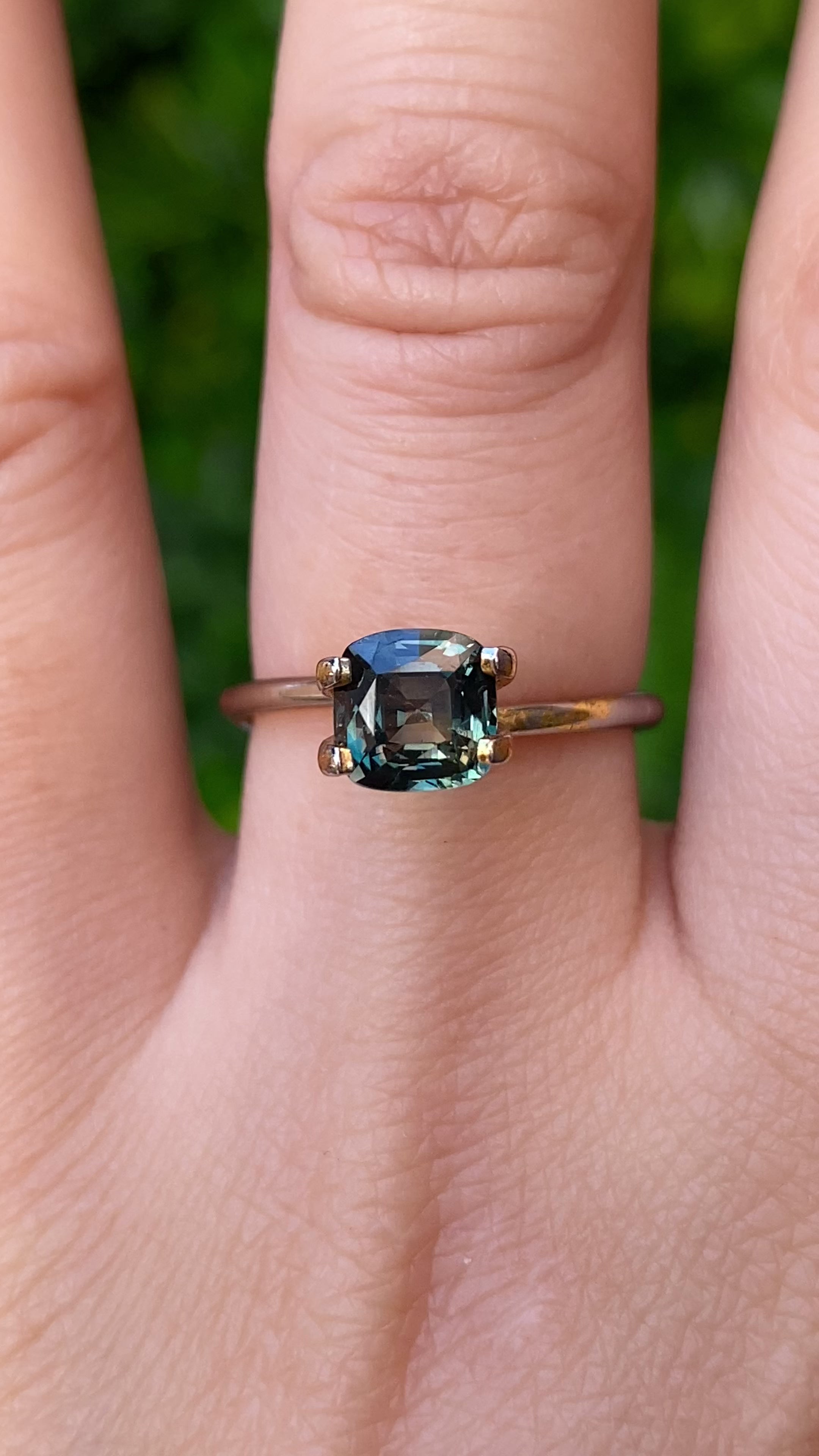 1.63ct Cushion Cut Parti Blue Green Madagascar Sapphire SF393
