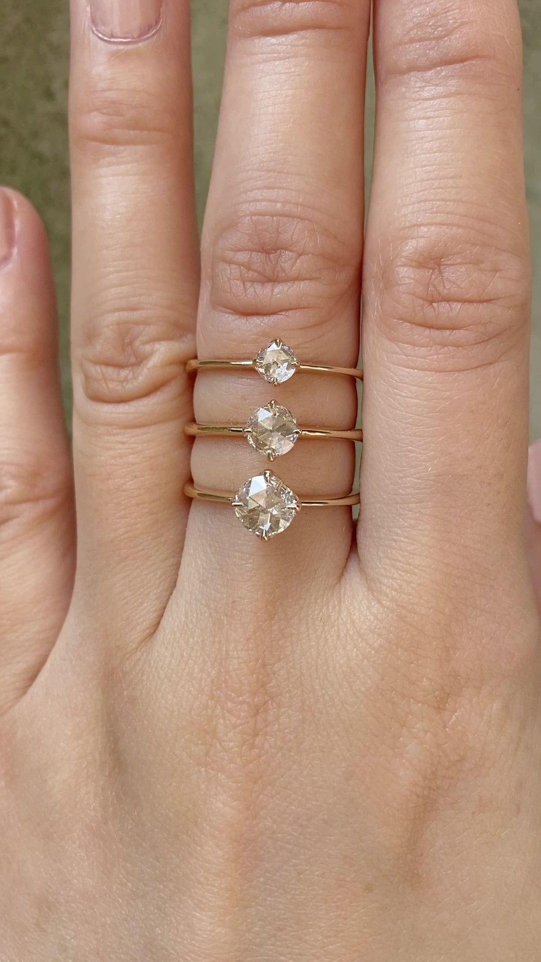 Alice Round Rose Cut Diamond Ring