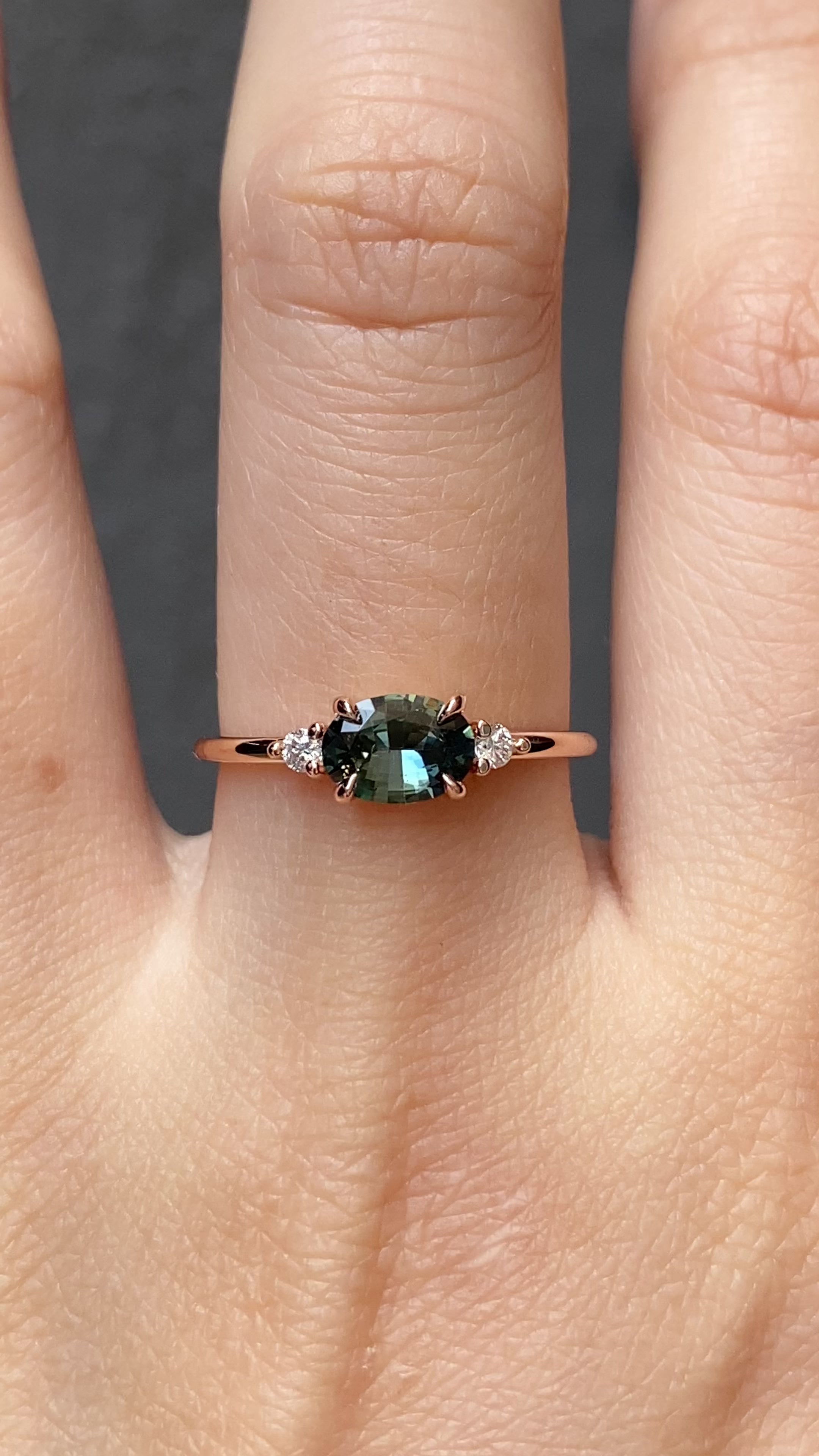 Emilie Ring, 0.77ct Green Madagascar Sapphire