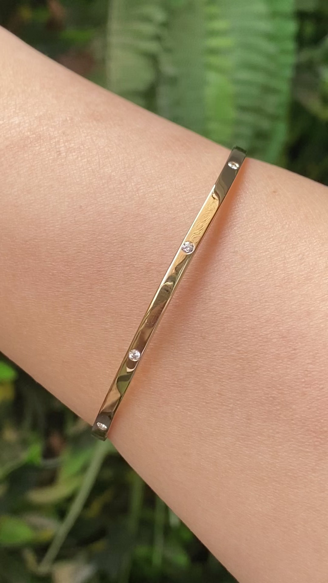 3mm Gold Diamond Bangle Bracelet