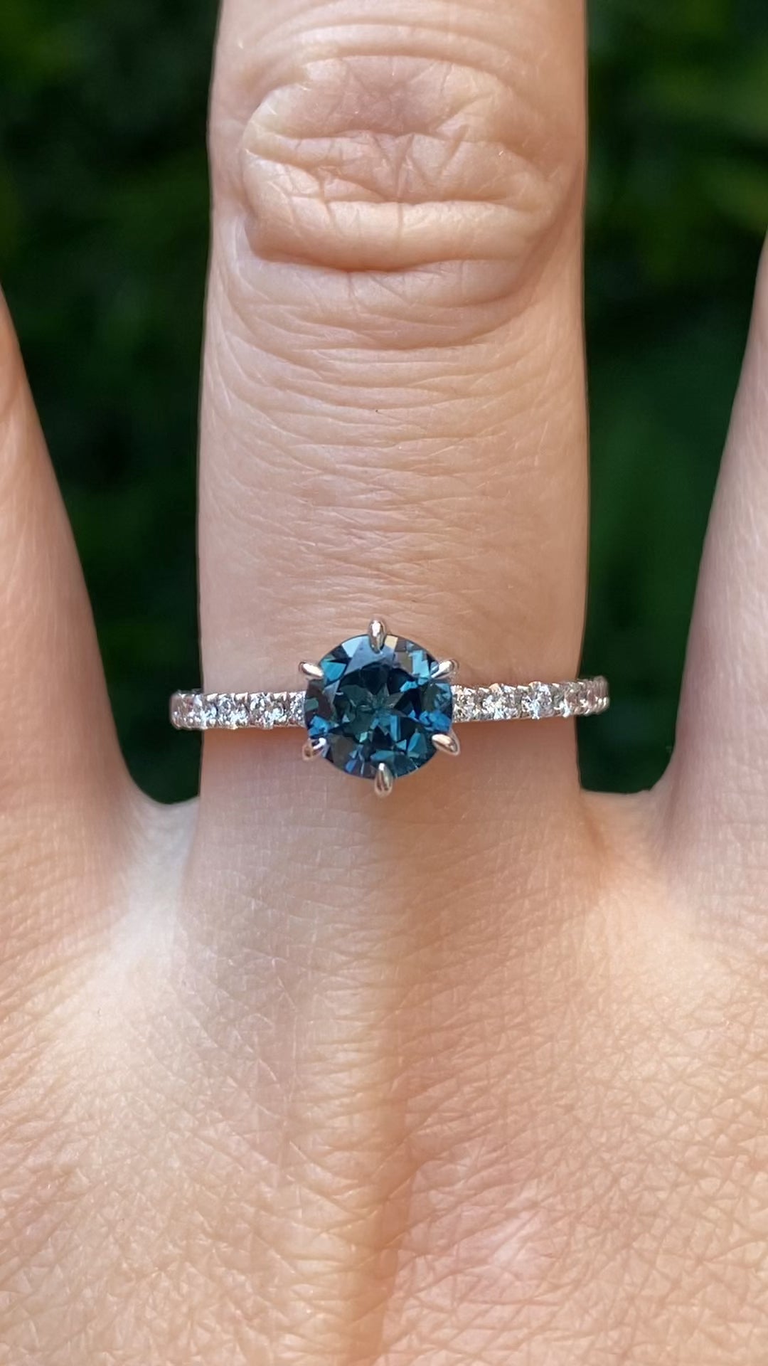 Maria Luxe Ring, 0.98ct Blue Montana Sapphire