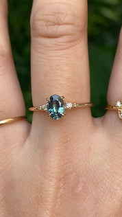 Estel Ring, 0.87ct Green Madagascar Sapphire