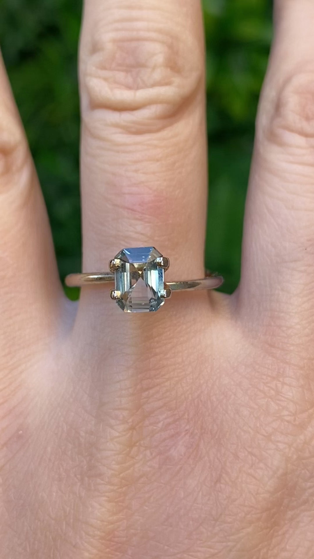 1.12ct Emerald Cut Light Blue Green Madagascar Sapphire SF500