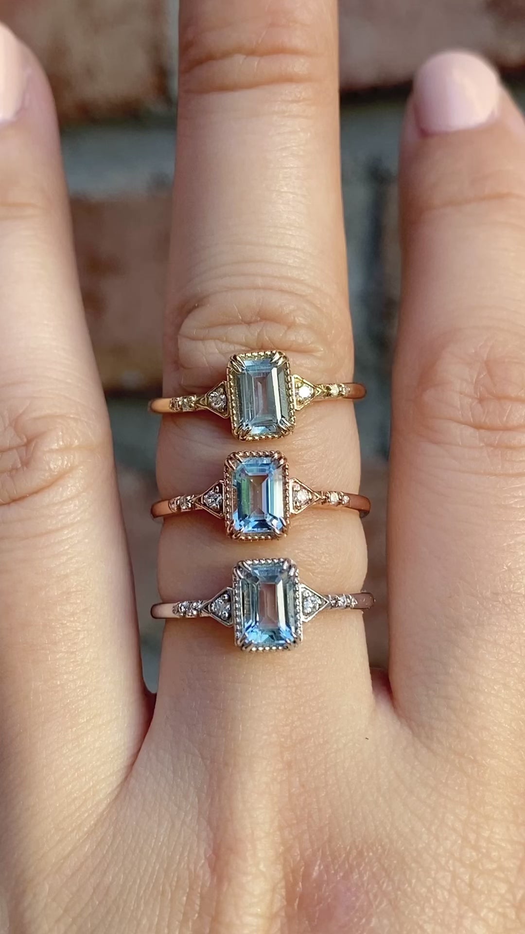 Agatha Ring, 0.60ct Emerald Cut Aquamarine