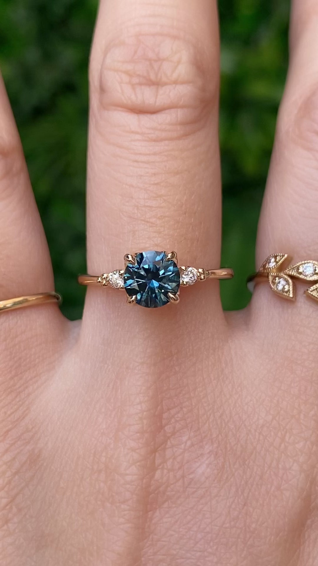 Estel Ring, 1.29ct Teal Blue Montana Sapphire
