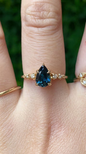 Estel Fleur Ring, 1.39ct Teal Blue Queensland Sapphire