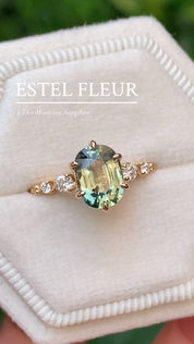 Estel Fleur Ring, 1.75ct Green Montana Sapphire