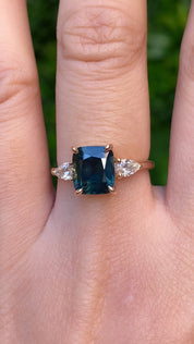 Olivia Grand Ring, 2.97ct Blue Green Montana Sapphire