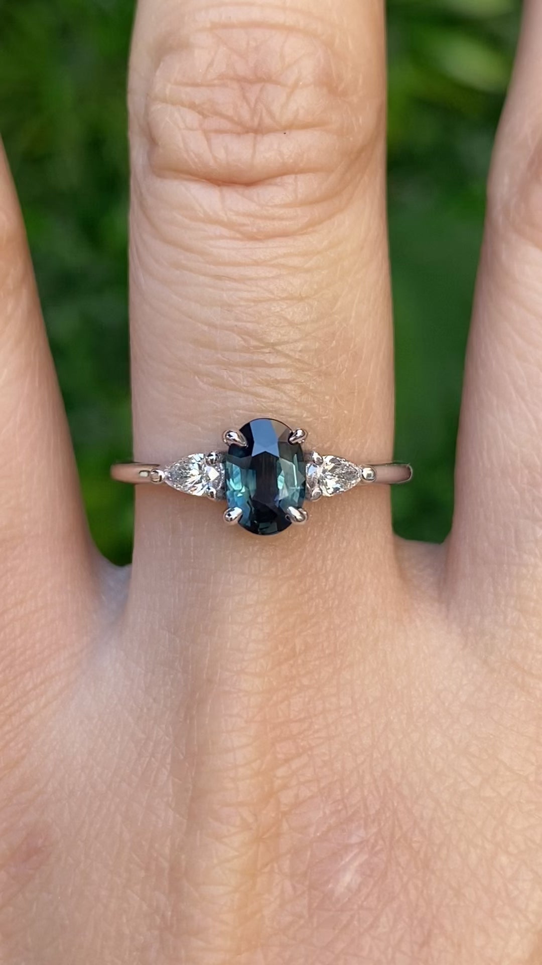 Olivia Ring, 0.85ct Teal Blue Madagascar Sapphire