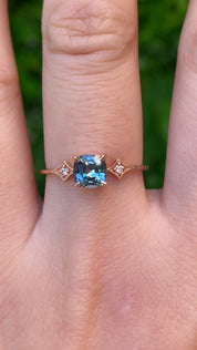 Charlene Ring, 0.92ct Blue Green Montana Sapphire