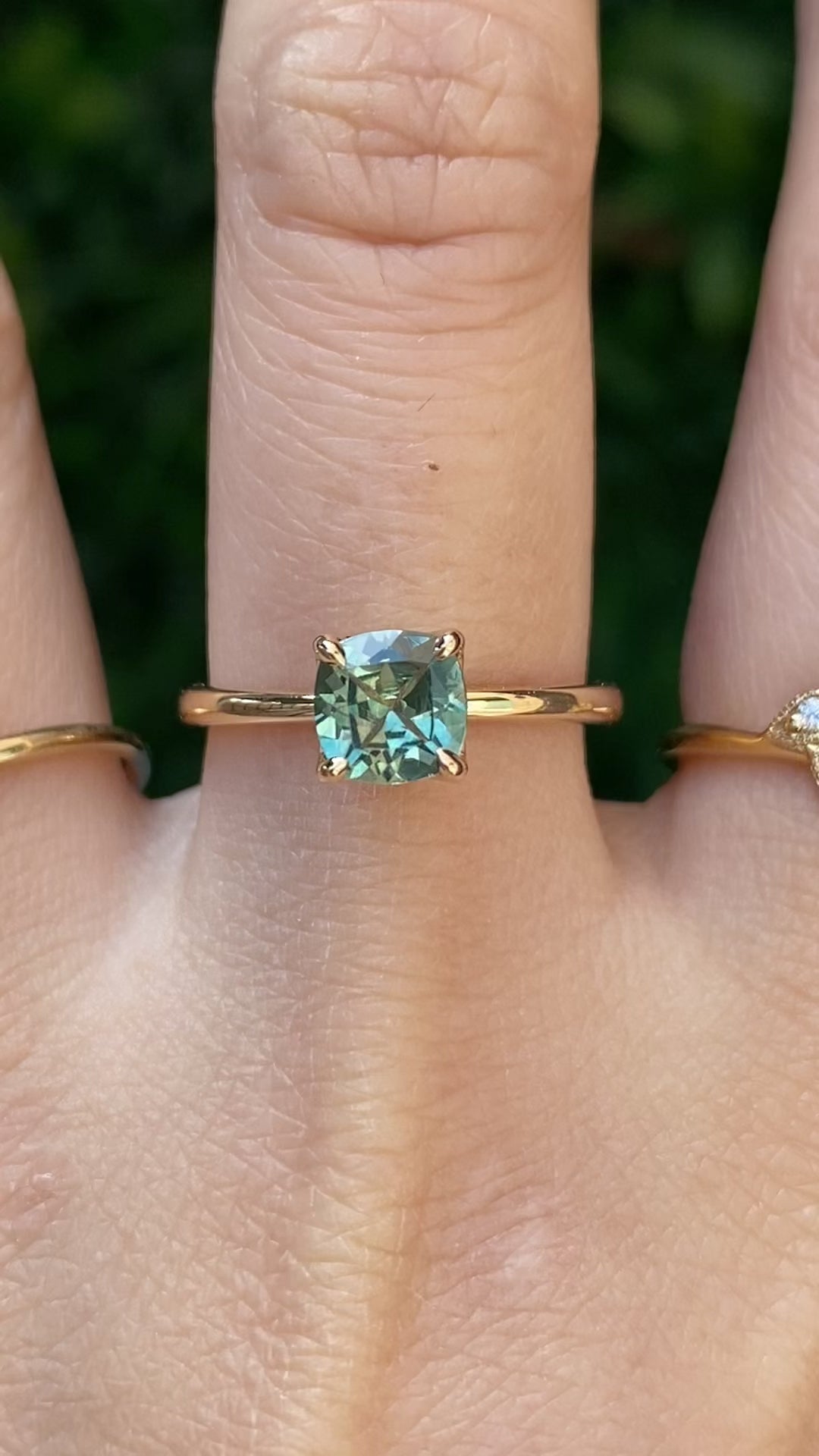 Sara Ring, 1.13ct Green Yellow Montana Sapphire