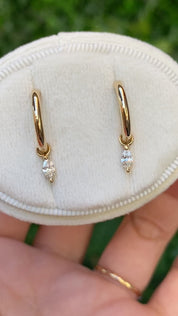 14K Gold Marquise-Cut Diamond Hoop Earrings