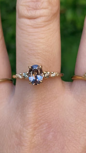 Estel Fleur Ring, 0.95ct Parti Purple Montana Sapphire
