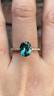 Maria Ring -  1.8ct Namibian Green Tourmaline, 14k Rose Gold (One of a kind)