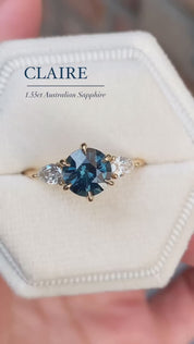 Claire Ring, 1.55ct Dark Blue Australian Sapphire