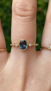 【一点物】セレステリング ・0.89ct・非加熱クイーンズランド産ブルーサファイア・K14YG