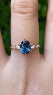 Estel Fleur Ring, 1.66ct Blue Montana Sapphire