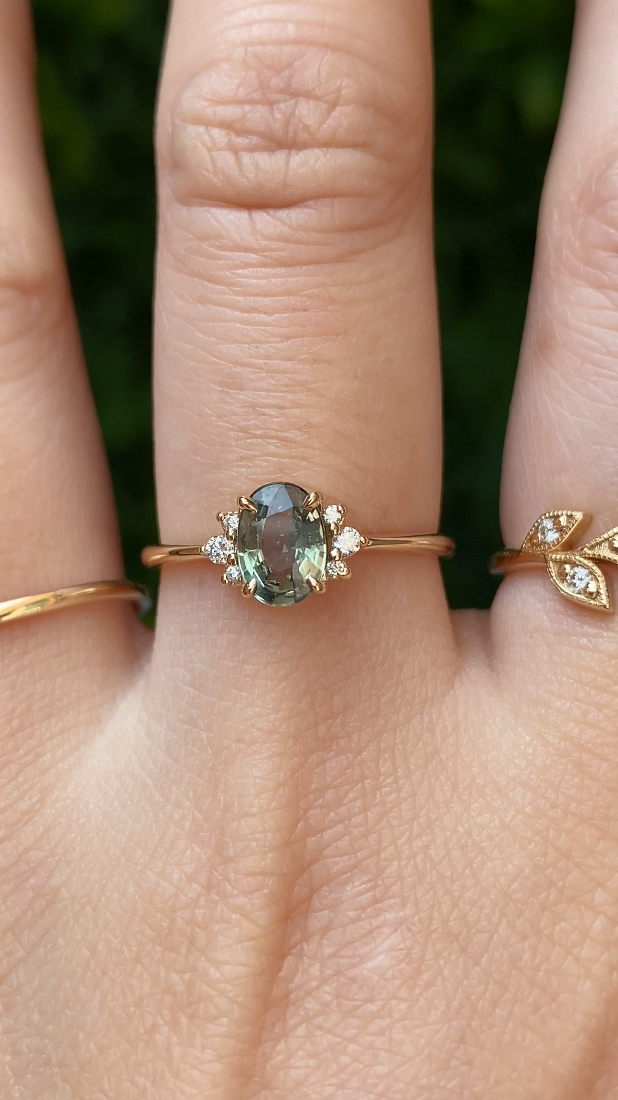 Lena Ring, Green Madagascar Sapphire