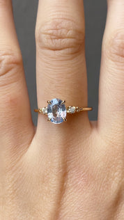 Estel Ring 1.42ct Light Blue Unheated Oval Sapphire, 14K Yellow Gold (One of a kind)