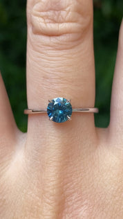 【一点物】ニナリング ・0.91ct・加熱モンタナ産ブルーグリーンサファイア・K14WG