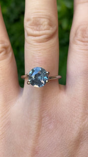 3.18ct Round Cut Light Blue Green Madagascar Sapphire SR409