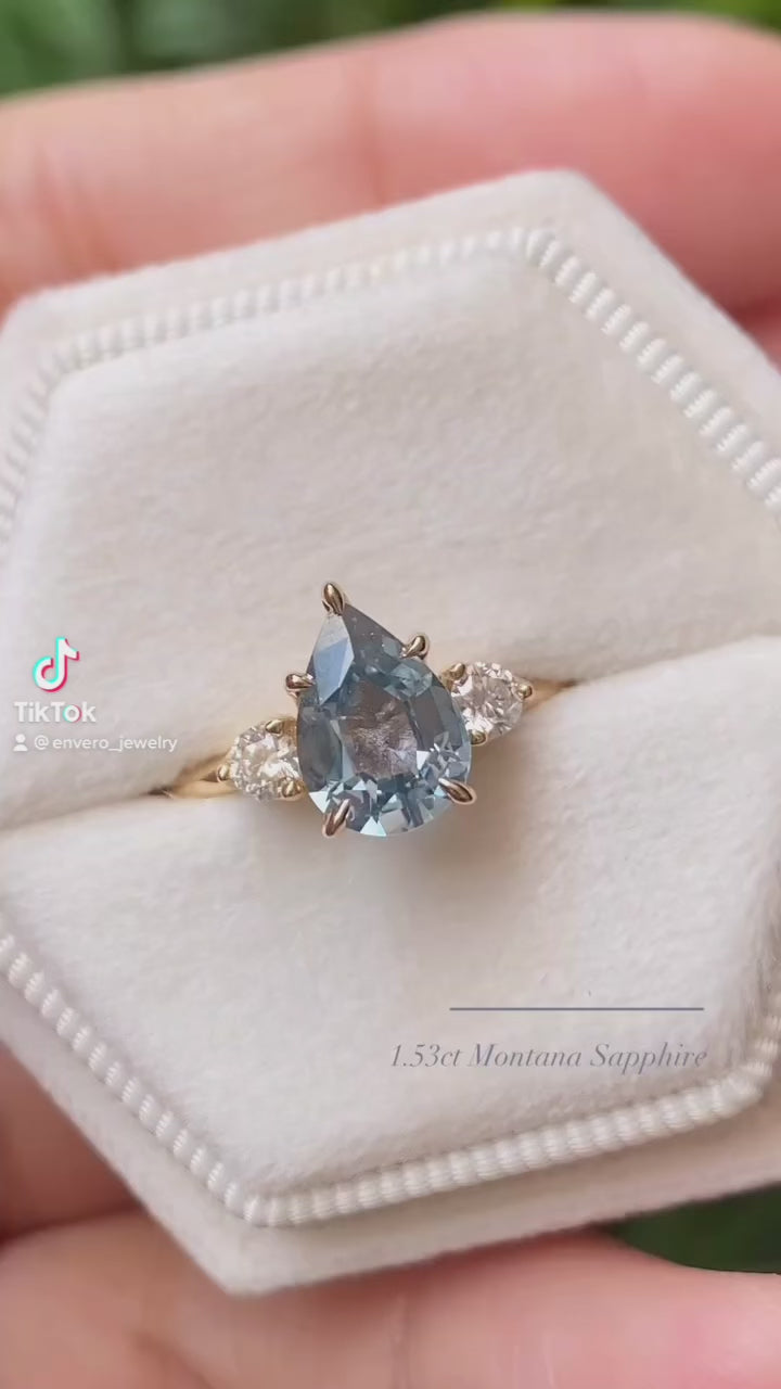 Ayana Ring, 1.53ct Blue Montana Sapphire