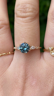 Estel Fleur Petal Ring 1.30ct Teal Blue Montana Sapphire, 14k Yellow Gold (One of a kind)