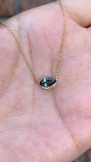 Eden Necklace, 0.67ct Blue Green Sri Lanka Sapphire