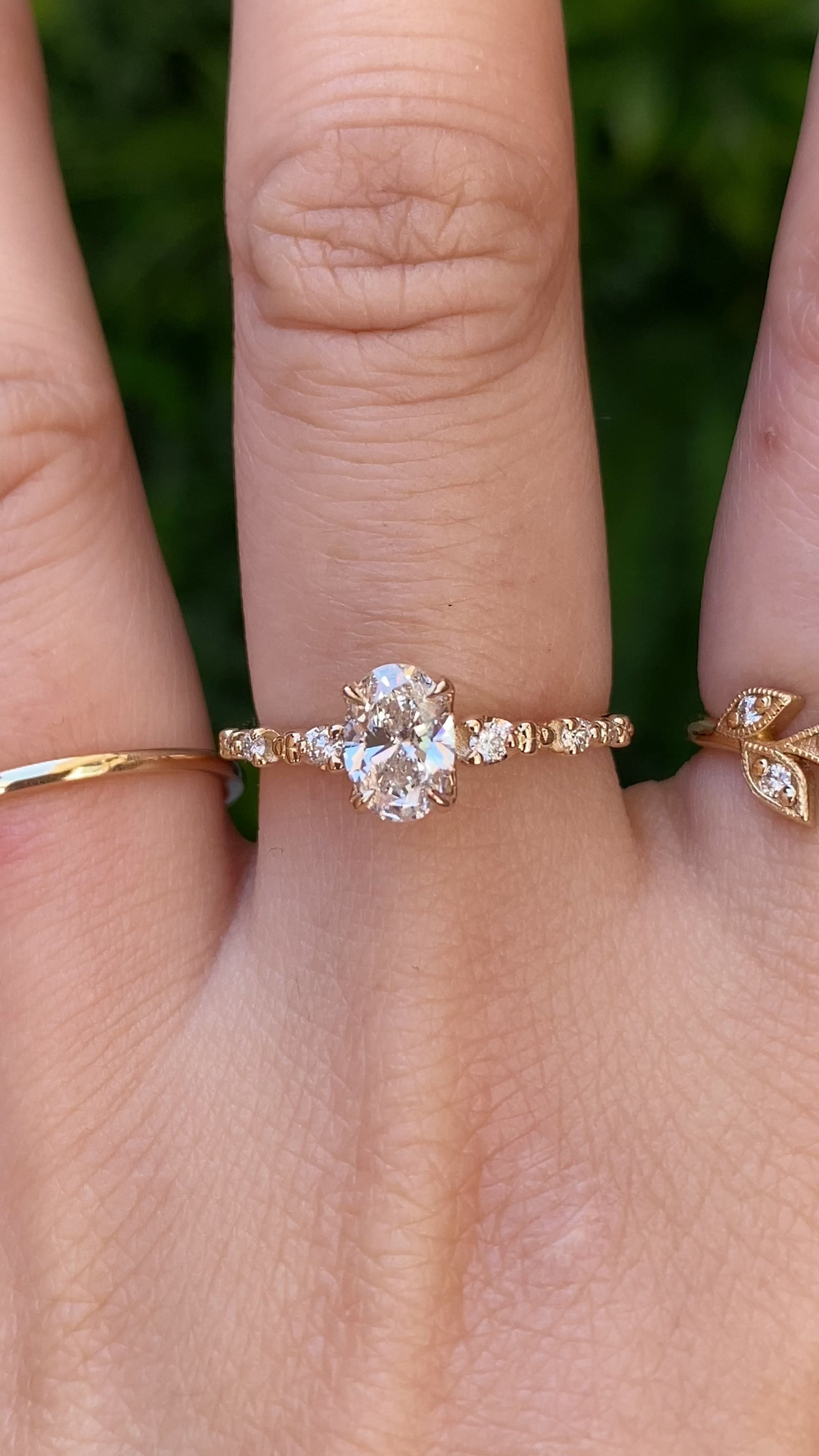 0.7ct oval diamond wisteria ring