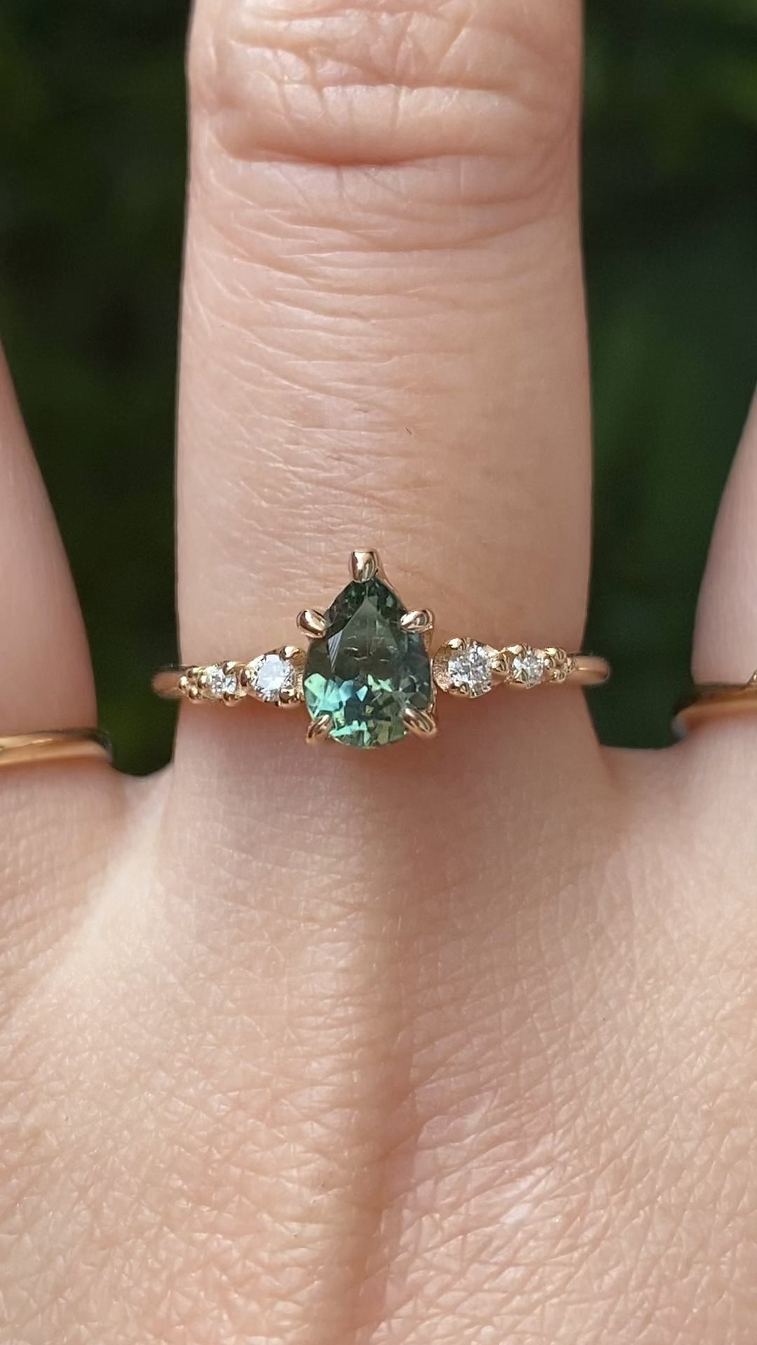 Estel Fleur Ring, 0.90ct Blue Green Montana Sapphire