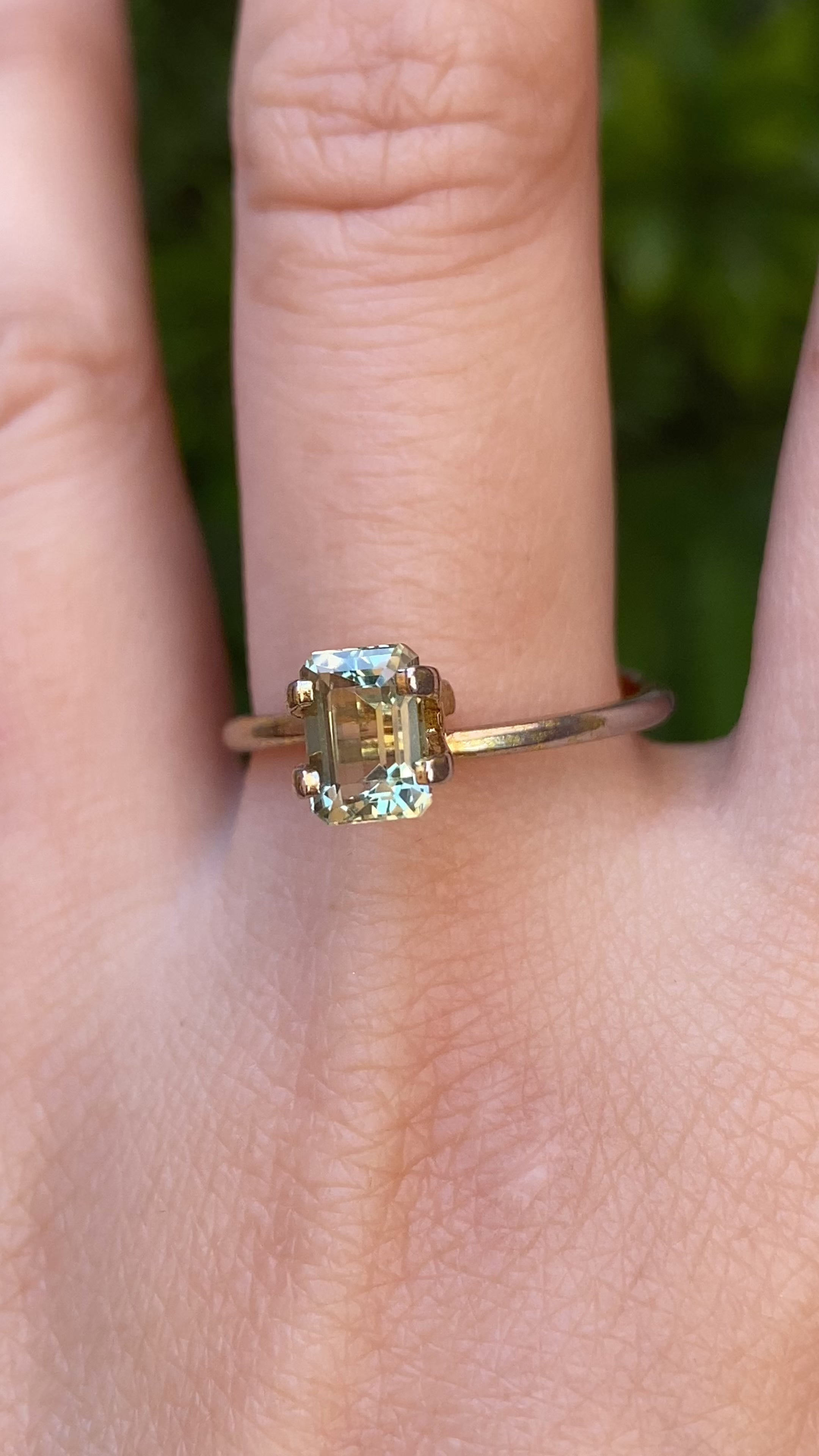 1.39ct Emerald Cut Light Green Montana Sapphire SF405