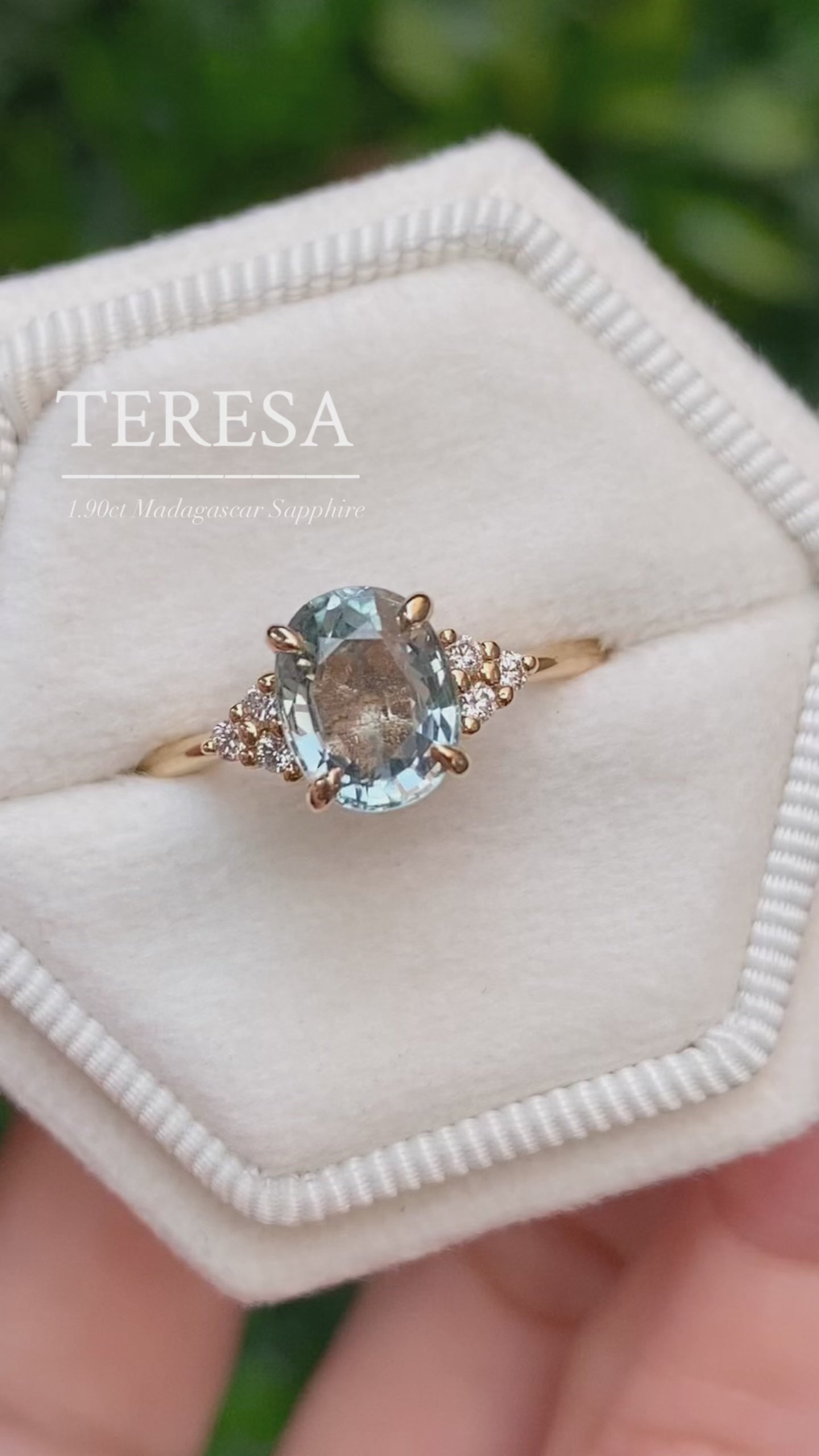 Teresa Ring, 1.90ct Light Green Madagascar Sapphire