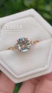 Teresa Ring, 1.90ct Light Green Madagascar Sapphire