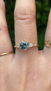 Estel Fleur Petal Ring, 1.38ct Blue Green Montana Sapphire