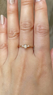 5mm oval rose cut diamond estel ring, 14k yellow gold