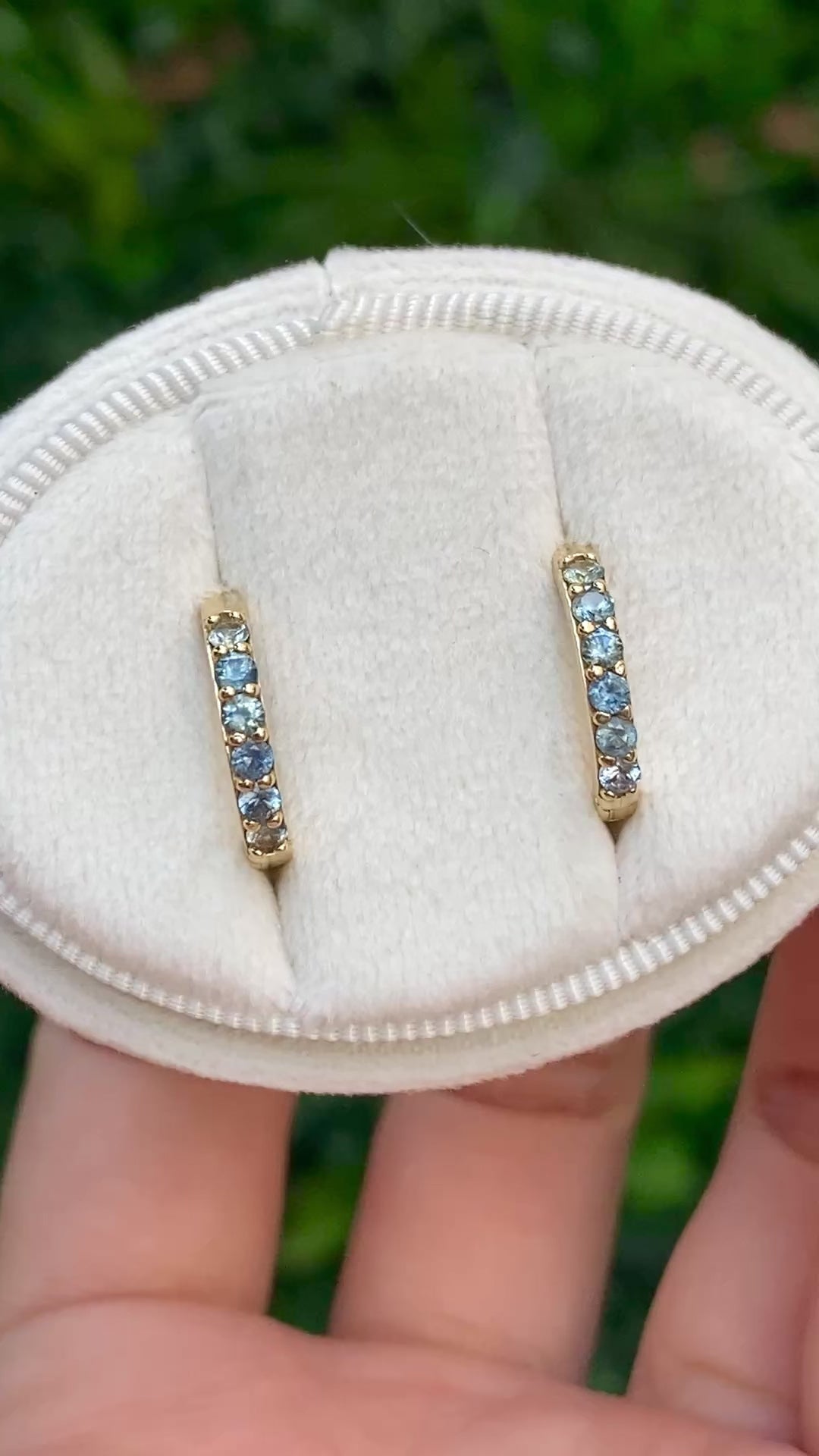 14K Gold Montana Sapphire Huggie Earrings | 15mm