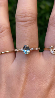 Wisteria Ring, 1.00ct Light Blue Green Montana Sapphire