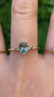 Estel Fleur Ring, 1.02ct Light Aqua Blue Montana Sapphire