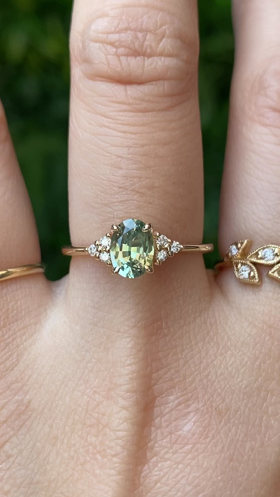 Teresa Ring, 0.91ct Green Montana Sapphire