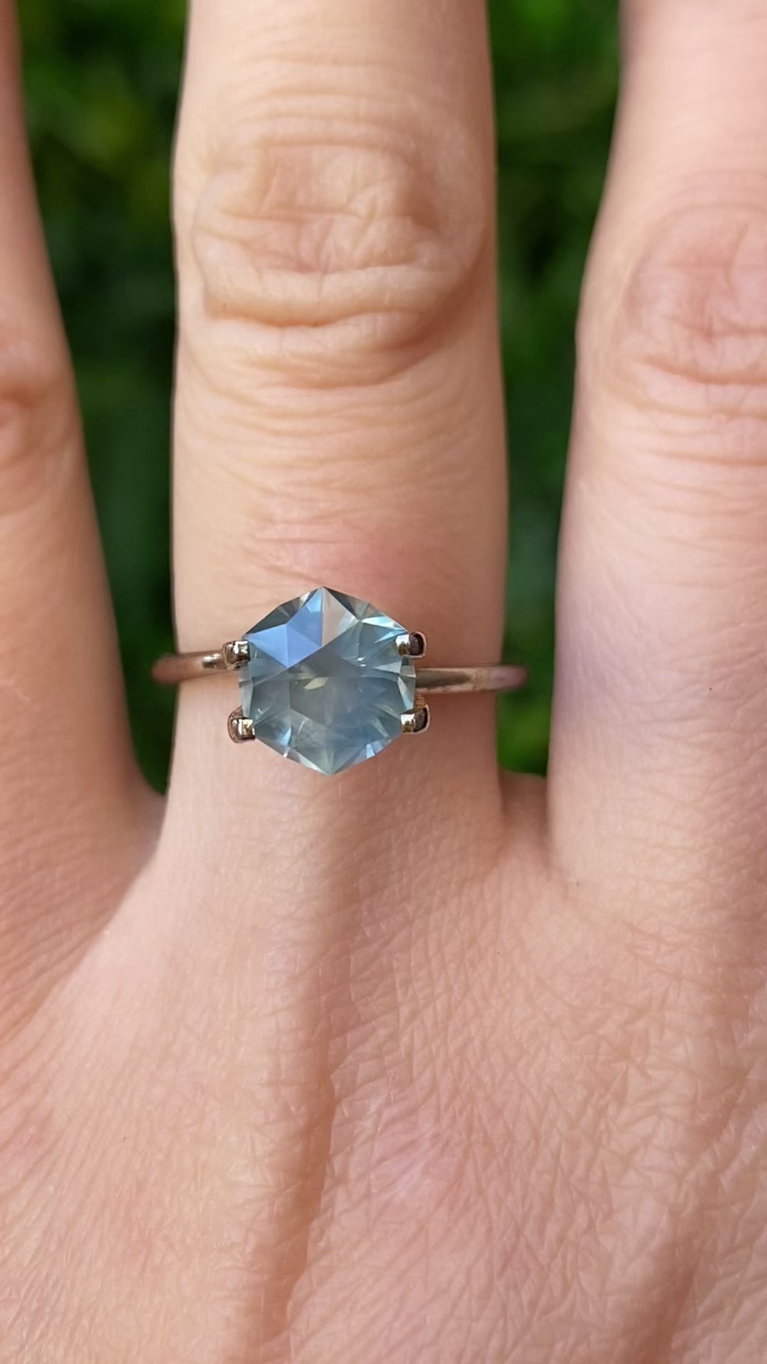 2.64ct Hexagon Cut Silky Light Blue Green Montana Sapphire SF498