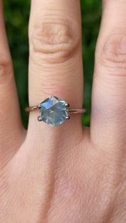 2.64ct Hexagon Cut Silky Light Blue Green Montana Sapphire SF498