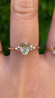 Teresa Ring, 1ct Light Green Montana Sapphire