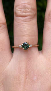 【即日配送】ソフィアリング ・0.50ct・加熱クイーンズランド産グリーンサファイア・K14YG